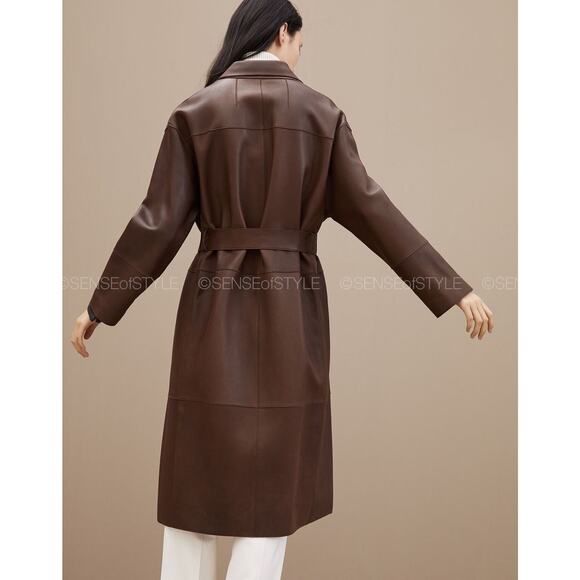 Brunello Cucinelli Leather Reversible Brown Black Coat Jacket Size 42 M - Picture 7 of 11